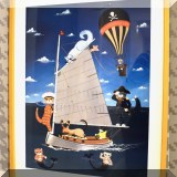 A15. Richard Telford framed signed limited edition “Catboat and Pirates” print 